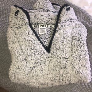 PINK Grey Sherpa 1/4 Zip